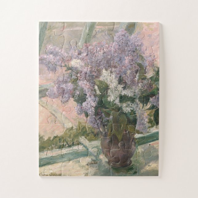 Quebra-cabeça Lilacs em Window por Mary Cassatt American Painter (Vertical)