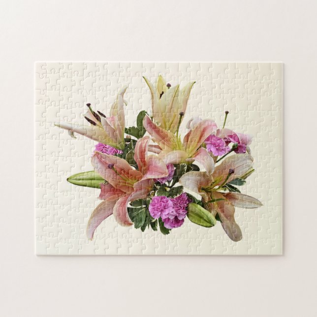 Quebra-cabeça Lilases e Cravos Rosa Bege (Horizontal)