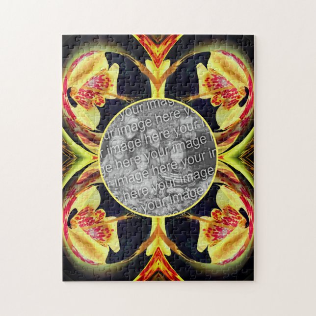 Quebra-cabeça Lily Floral Abstrato Frame Crie sua própria foto (Vertical)