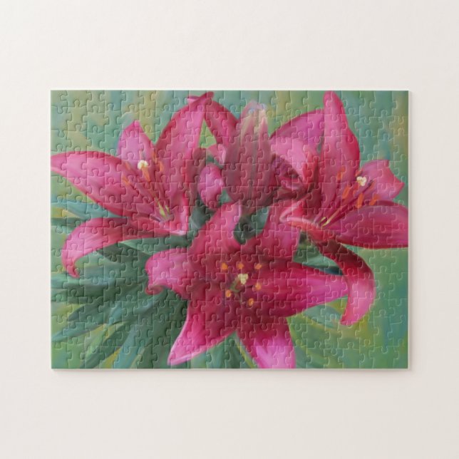 Quebra-cabeça Lily Vermelha Pintada (Horizontal)
