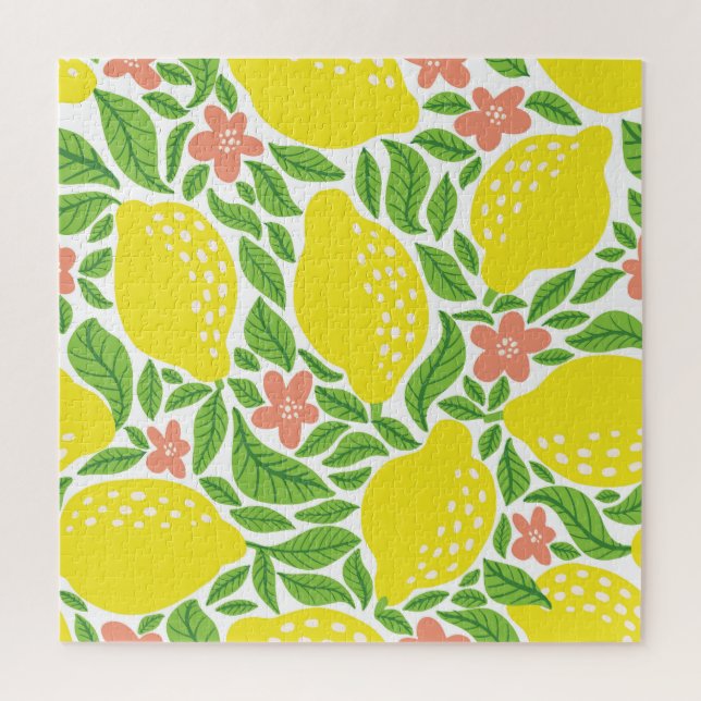 Quebra-cabeça Limão Citrus Summer Vintage Patterno (Vertical)
