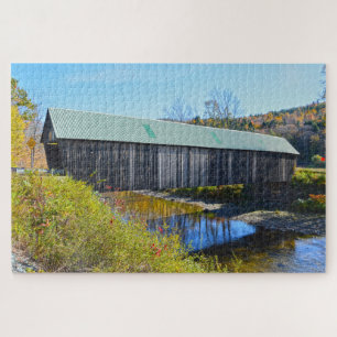 Quebra-cabeça Lincoln Covered Bridge, Outono, Woodstock, Vermont