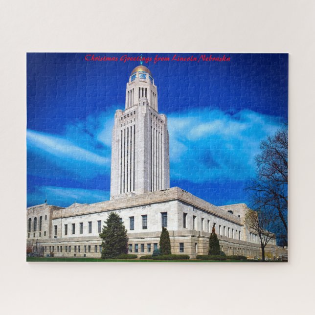 Quebra-cabeça Lincoln Nebraska.Saudação de Natal (Horizontal)