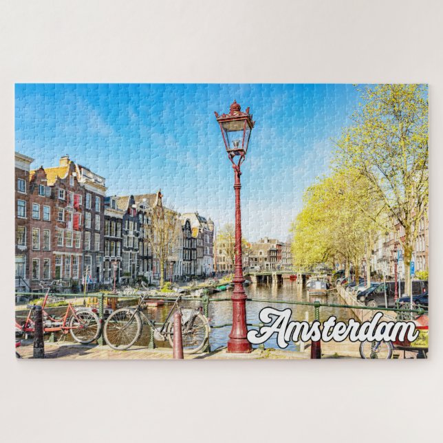 Quebra-cabeça Linda Amsterdã, Países Baixos (Horizontal)