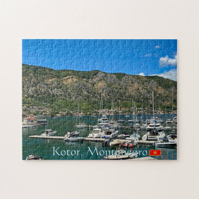 Quebra-cabeça Linda Baía de Kotor em Montenegro viagem (Horizontal)
