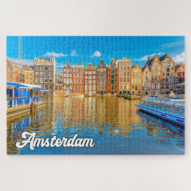 Quebra-cabeça Linda Cidade De Amsterdã, Holanda (Horizontal)
