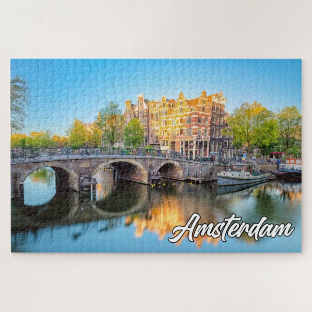 Quebra-cabeça Linda Cidade De Amsterdã, Holanda (Horizontal)