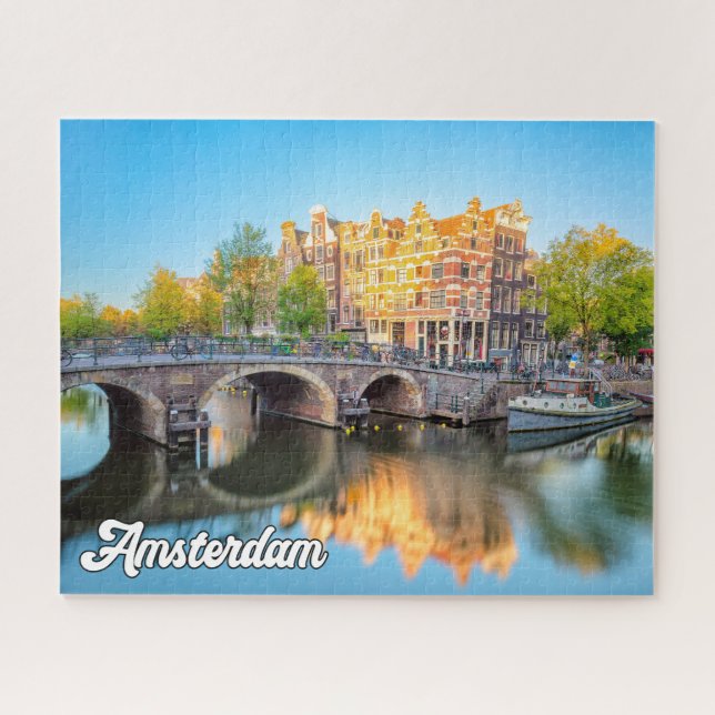 Quebra-cabeça Linda Cidade De Amsterdã, Holanda (Horizontal)