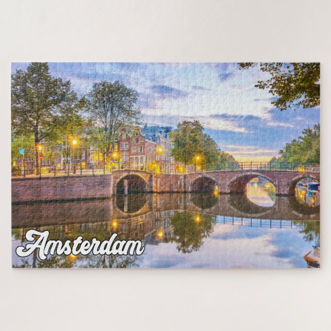Quebra-cabeça Linda Cidade De Amsterdã, Holanda (Horizontal)