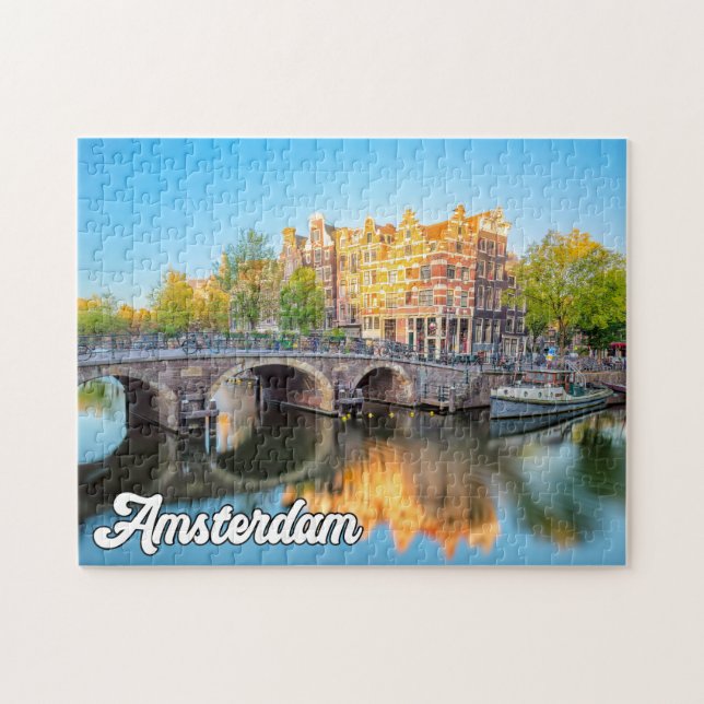 Quebra-cabeça Linda Cidade De Amsterdã, Holanda (Horizontal)
