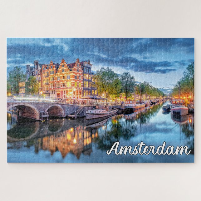 Quebra-cabeça Linda Cidade De Amsterdã, Holanda (Horizontal)