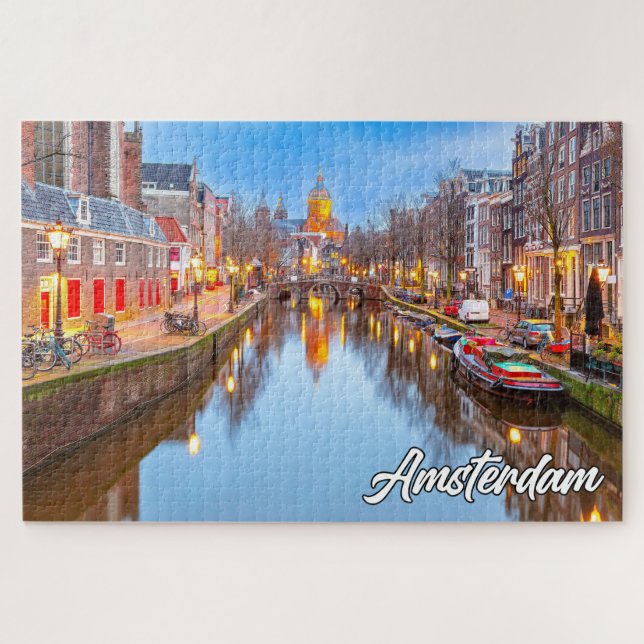 Quebra-cabeça Linda Cidade Icônica De Amsterdã, Holanda (Horizontal)