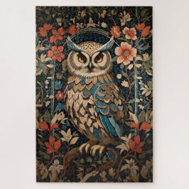 Quebra-cabeça Linda Coruja Marrom William Morris Inspirou Floral