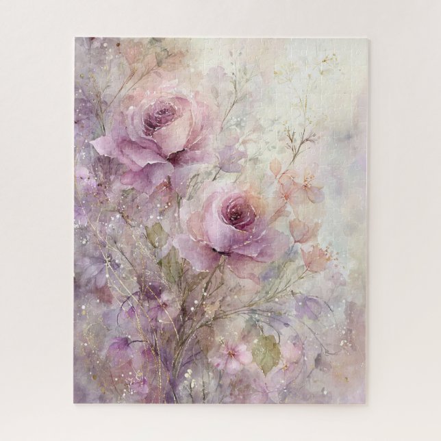 Quebra-cabeça Linda, Elegante Rosa Floral Cor-de-Rosa (Vertical)