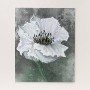 Quebra-cabeça Linda Flor Branca - Pintura de Arte Branca