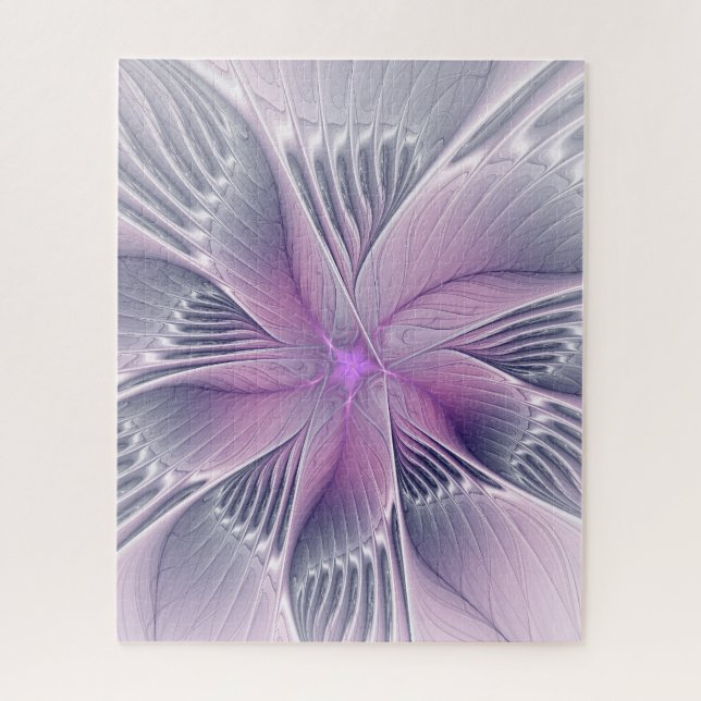 Quebra-cabeça Linda Flor Rosa Arte Abstrato Fractal Moderno (Vertical)