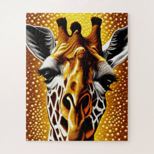 Quebra-cabeça Linda girafa num fundo Dourado brilhante