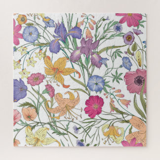 Quebra-cabeça Linda Ilustração de Vintagem de Campo Floral