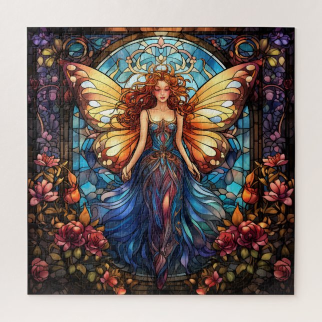 Quebra-cabeça Linda janela de vitral da fada (Vertical)