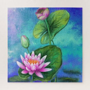 Quebra-cabeça Linda Lily de Água Rosa - Desenho de Arte Migrado