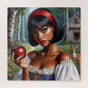 Quebra-cabeça Linda Mulher Negra Com Maçã