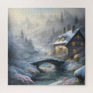 Quebra-cabeça Linda paisagem de inverno da neve moderna