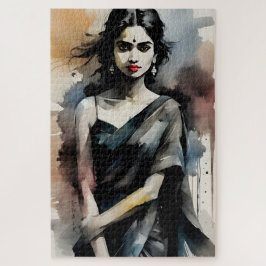Quebra-cabeça Linda pintura de menina indiana