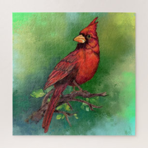 Quebra-cabeça Linda pintura de pássaro vermelho Norte 