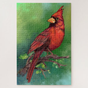 Quebra-cabeça Linda pintura de pássaro vermelho Norte -