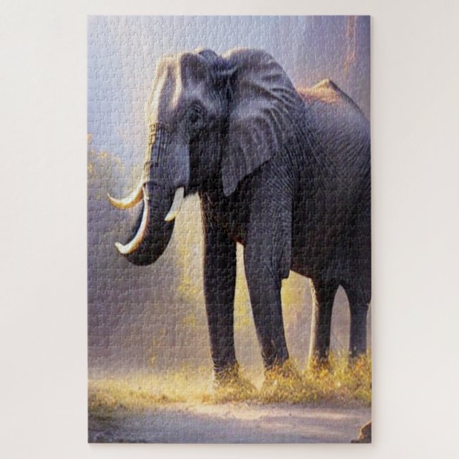 Quebra-cabeça Linda pintura de um elefante em sua natureza (Vertical)