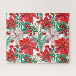 Quebra-cabeça Linda poinsettia de Natal vermelha e branca