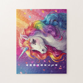 Quebra-cabeça Linda Rainbow Mane Unicorn Personalizada