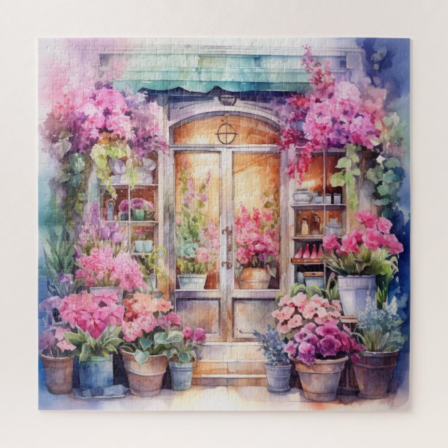 Quebra-cabeça Linda Watercolor Floral Storefront (Vertical)