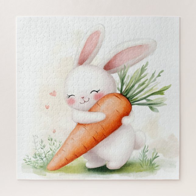Quebra-cabeça Lindo Coelho de Açúcar de Primavera em Aquarela (Vertical)
