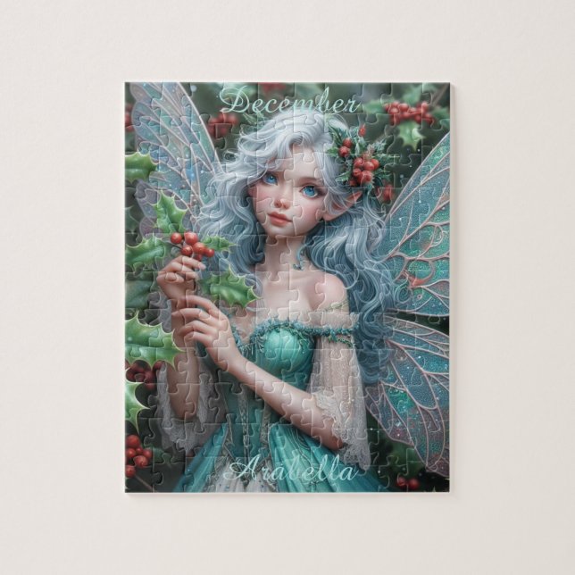 Quebra-cabeça Lindo Fada de dezembro em Holly (Vertical)