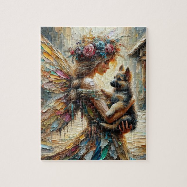 Quebra-cabeça Lindo Fada E German shepherd (Vertical)