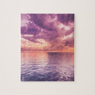 Quebra-cabeça Lindo pôr do sol roxo em Cebu City, Filipinas