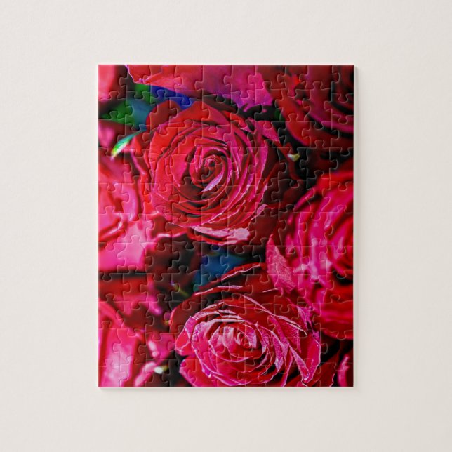 Quebra-cabeça Lindo Ramalhete De Rosas Vermelhas Desafiador (Vertical)