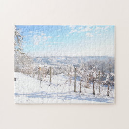 Quebra-cabeça Lindos Vineyards de inverno de neve congelada