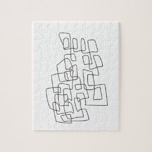 Quebra-cabeça Linha abstrata arte do contemporâneo em preto e