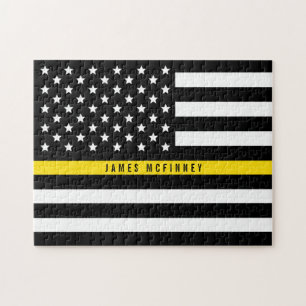 Quebra-cabeça Linha amarela fina monograma da bandeira americana