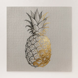 Quebra-cabeça Linha de Arte de Abacaxi Dourado