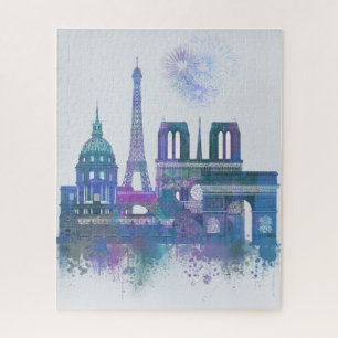 Quebra-cabeça Linha do Céu de Paris - Azul-Cria