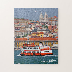 Quebra-cabeça Linha do horizonte de Lisboa com o velho ferry no 