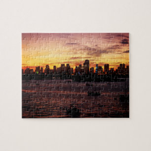 Quebra-cabeça Linha do horizonte de Miami Florida no Sunset