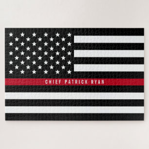 Quebra-cabeça Linha vermelha fina monograma da bandeira do