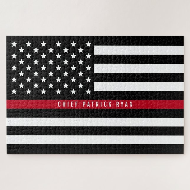 Quebra-cabeça Linha vermelha fina monograma da bandeira do (Horizontal)