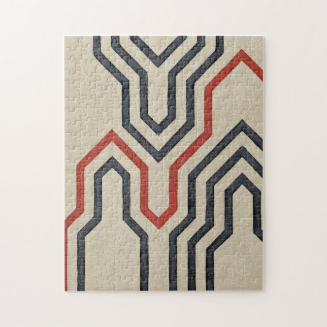 Quebra-cabeça Linhas Gráficas Laranja e Azul (Vertical)