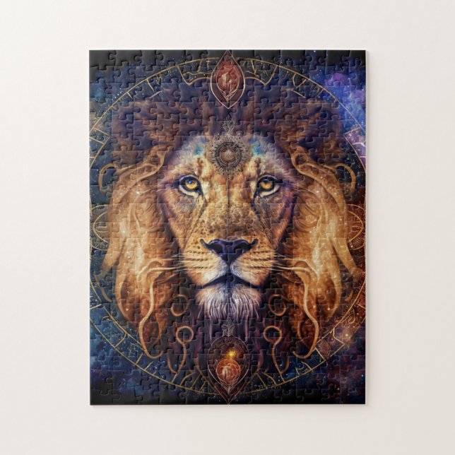 Quebra-cabeça Lion Spirit Mandala Arte Visionária (Vertical)