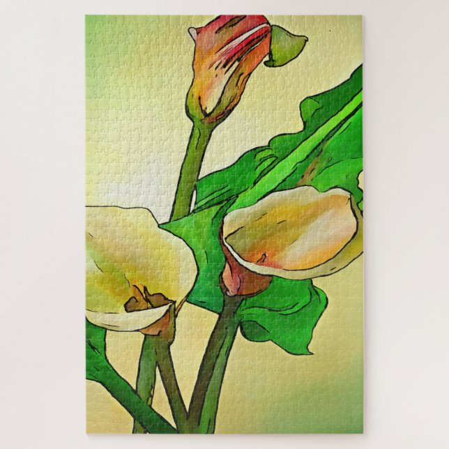Quebra-cabeça Lírios Calla Contra Ombro Verde (Vertical)